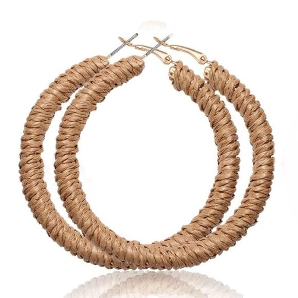 Raffia Hoop Earrings - Picture 1 of 1